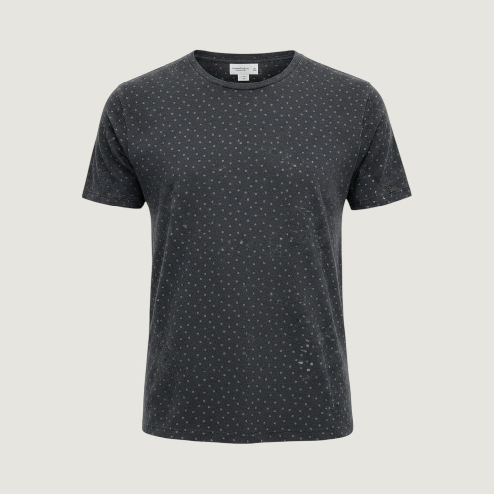 Abercrombie & Fitch Mens XL Soft A&F Tee Charcoal Gray Polka Dot Short Sleeve T